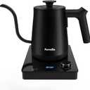 Electric Gooseneck Kettle Black with Digit LED Display and Dial Control, Pour Over Kettle for Coffee & Tea, Hot Water Boiler, Stainless Steel Inner Lid & Bottom, 1300W, 0.8L