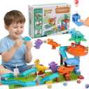 Dinosaur Marble Run Building for Kids: 3 4 5 6 7 8 Years Old Dinosaur Building Blocks Set Compatible with Major Brands - STEM Toy for Preschool Home for Boys Girls