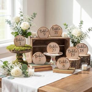 Novabright 20 Pcs Numbers Rustic Wood Table Numbers Set Wedding Table Number for Wedding Centerpieces Banquet Seating Rustic Party Anniversary Event Decoration