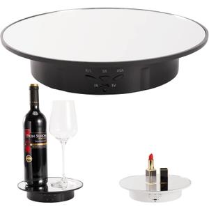 Motorized Display Stand - 7.87" Rotating Platform with Mirror Cover, USB Charging Port, 22 lbs Load Capacity, Ideal for Jewelry, 3D Model, Cake Photography