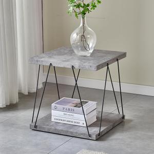 Btrpily Wooden Coffee Table - Modern Marble Coffee Table Contemporary, Stylish, High-End Furnishing for Your Living Room (Grey Marble, Square)