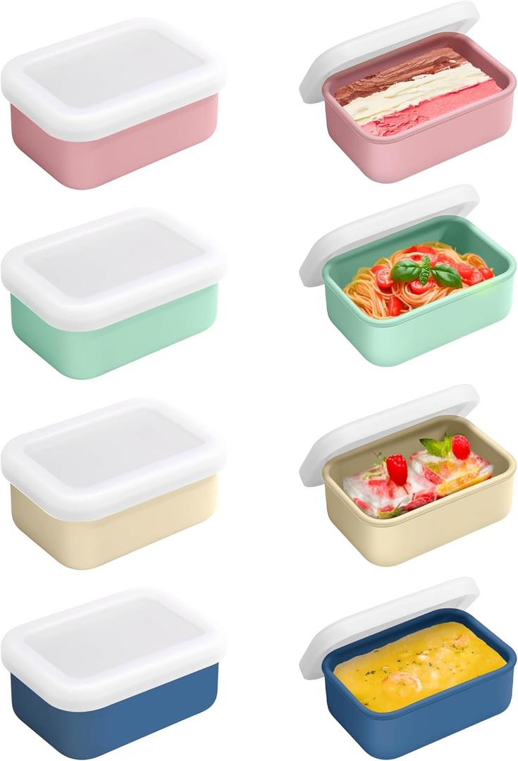 8 PCS 1 Cup Silicone Freezer Molds with Lid, 8oz Silicone Soup Freezer Molds Meal Prep Containers Reusable Food Preserving Tray Ice Trays for Soups Sauces Stews