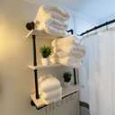 ROGMARS Industrial Pipe Shelving Bathroom Shelves with Towel Bar,3 Tier 24 inch Retro White Rustic Farmhouse Industrial Wall Shelf Bathroom Shelves Over Toilet for Storage