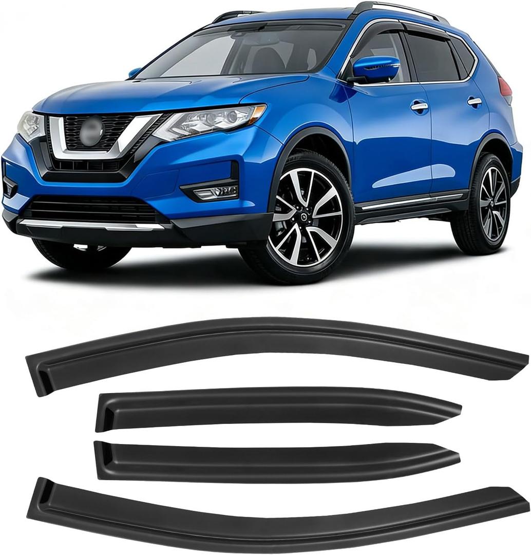 Window Rain Guards for 2014-2020 Nissan Rogue(Exclude Rogue Sport Models), Window Visor Guard Vent Wind Shade Deflector Rain Shield Protector Sun Visor for 14-20 Nissan Rogue, Outside-Mount, 4PCS