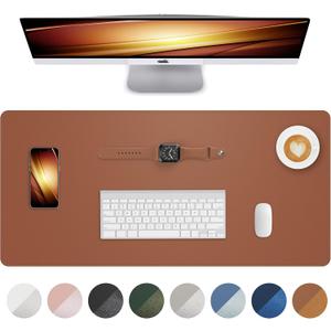 Leather Desk Mat, Mouse Pad,Office Desk Pad, Non-Slip PU Leather Desk Blotter Mat, Laptop Desk Pad, Waterproof Desk Writing Pad for Office and Home (Brown,31.5" x 15.7")
