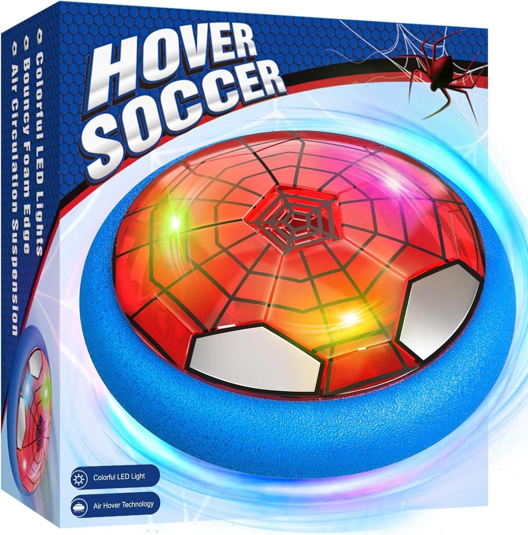 Hover Soccer Ball, Air Floating Soccer with LED Lights & Foam Bumper, Indoor Soccer Toys for Kids Ages 5-12, Ideal Easter Birthday for 4 5 6 7 8 9 10 11 12 Year Old Boys Girls (Blue)