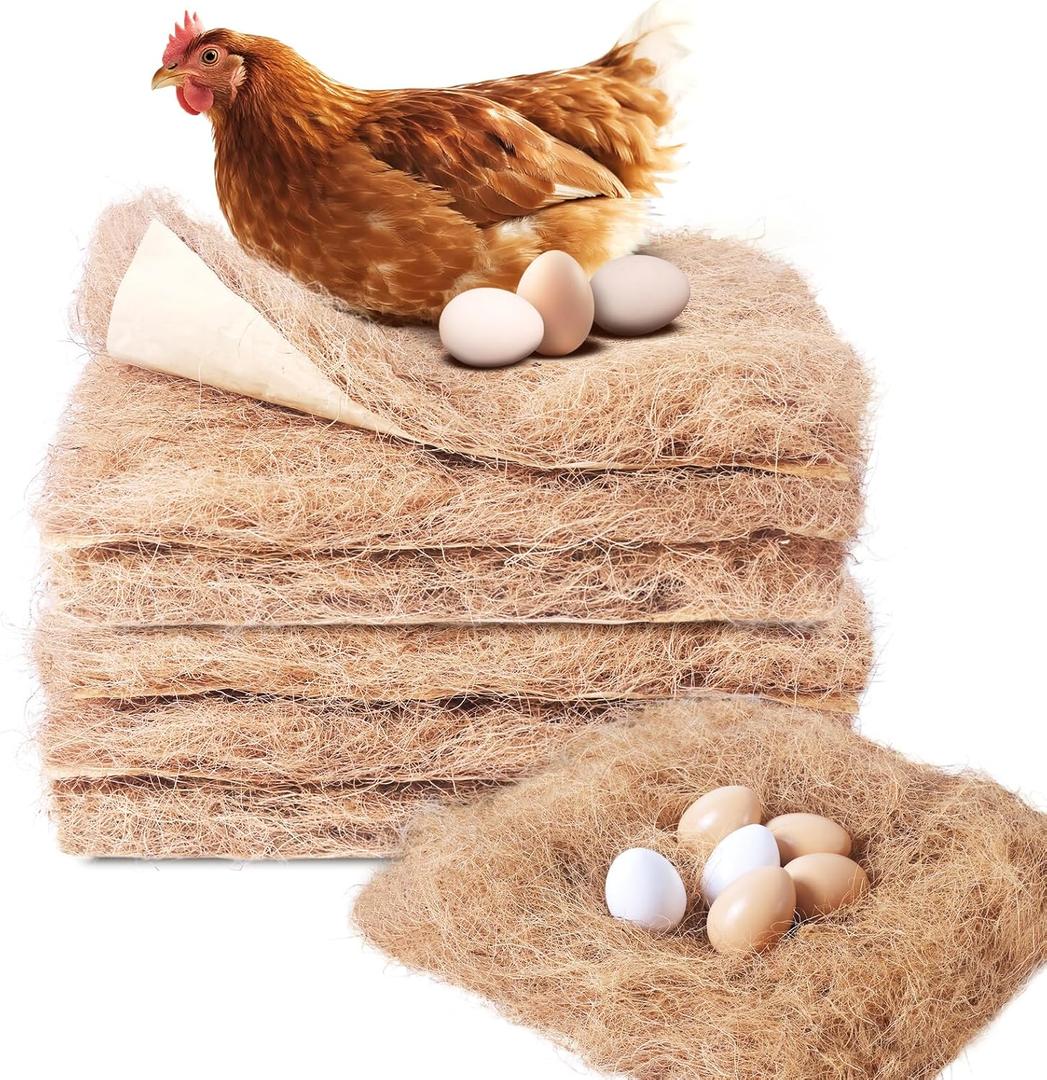 Laying Hen Nesting Pads, Premium Bedding for Chicken Nesting Box, Chicken Coop Accessories, 13x13, 6 Pieces (2 Pack) (Brown)
