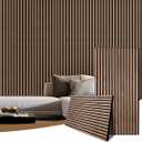 Acoustic Wood Slat Wall Panels, 2-Pack 23.6" x 23.62 for Interior Wall Decor, Sound Absorbing Slat Wall Paneling, Fluted Wall Wood Panels for Ceiling Living Room Bedroom Office (Walnut)