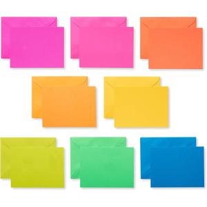 American Greetings Single Panel Blank Cards with Envelopes, Neon Rainbow Colors (100-Count)