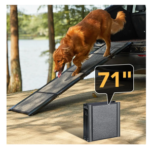 Dog Ramp for Car 71'' X-Long & 17.2" Wide Folding Dog Ramps for Large Dogs with Non-Slip Rug Surface Portable Dog Car Ramp for SUV Car & Truck, Outdoor Dog Ramp Up to 250 LBS