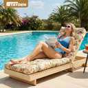 Outdoor Lounge Chair Cushions, Chaise Lounge Chair Cushions Replacement for Patio Furniture with Ties Waterproof Fabric Pool Chasie Cushion 74.4 x 22 x 4.7 Inches (Model3)