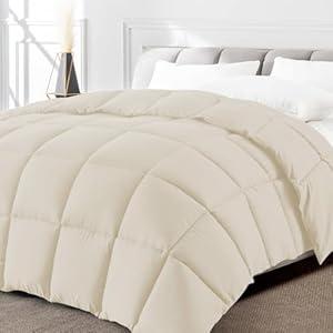 Minoroty Twin Comforter Duvet Insert - All Season Down Alternative Quilted Bed Comforters Twin Size with Corner Tabs - Machine Washable - Cream