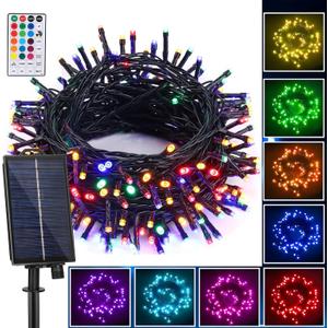 XEWEA Solar String Lights Outdoor, 40Ft 16 Colors 100 LED String Lights with 20 Modes Remote, Waterproof Solar Powered Lights for Garden Fence Paito Home Christmas Decorations