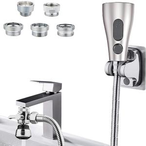 Kitchen Faucet Sink Sprayer Attachment, Sink Hose Sprayer with Aerator For Faucet with Brass Diverter and Stainless Steel Hose for Kitchen, Laundry Room, Bathroom Pet Shower, Hair Washing