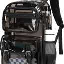 Large Clear Backpack Transparent Heavy Duty School Clear Bookbag See Through Bag Boys and Girls for College Work Travel Security, Semi Black