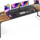 Huuger 78.7 Inch Office Computer Desk with Storage, Writing Work Desk for Home Office, Study, Gaming, Long Simple Desk, Large Legroom, Metal Frame, Rustic Brown and Black