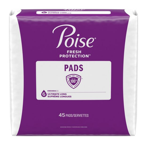 Poise Incontinence Bladder Control & Postpartum Pads - Ultimate Long, Pack of 2 (90 Pcs)