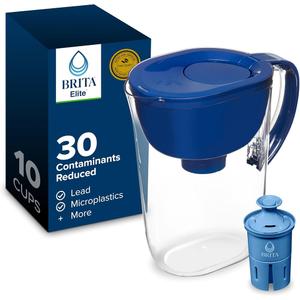 Brita Everyday Elite Water Filter Pitcher, Removes 99% of Lead, Includes 1 Filter, 10-Cup Capacity, Blue
