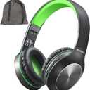 Bluetooth Headphones Over Ear, 68H Playtime 3 EQ Music Modes Wireless Headphones with Microphone/Deep Bass, HiFi Stereo Foldable Headset for PC Home Travel Office (Black Green)