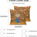 Thanksgiving Scare Crow Outdoor Waterproof Pillow Covers 16x16 Pack of 2 Vintage Pumpkin Leaf Wood Texture Decorative Outdoor Pillow Covers Square Cushion Cases for Patio Furniture Pergola Couch (Yellow Orange)