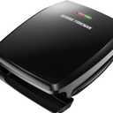 George Foreman GR340FB 4-Serving Classic Plate Electric Indoor Grill and Panini Press, Black