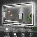 Amorho 24"x 36" LED Bathroom Mirror, Front Light and Backlit with Black Frame, Stepless Dimmable, Anti-Fog, Shatter-Proof, Memory, 3 Colors, Double LED Vanity Mirror