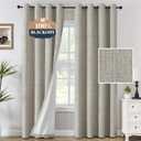 H.VERSAILTEX Premium Chenille Blackout Curtains - 100% Blackout Thermal Insulated Noise Reducing, Heavy White Flocking Coating Back Linen Textured, 2 Panels 84 Inches, Oyster Grey (Not Solid)