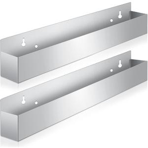 Tanlade 2 Pieces 32 Inch Single Speed Rail Stainless Steel Liquor Bottle Holder Wall Mounted Spray Bottle Rack Drink Rail Shelf for Bars, Silver