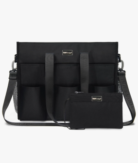 TOPDesign Utility Water Resistant Tote Bag with 22 Pockets, Top Zipper Closure & Thick Bottom Support, for Working Women
