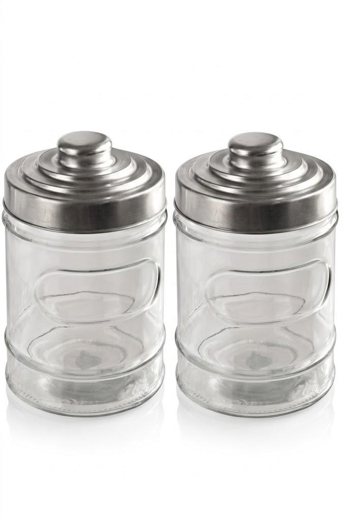 Classic Glass Storage Jars with Lids Set of 2