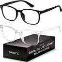 Blue Light Blocking Glasses - Fashion Square Eyeglasses, Anti UV Ray Computer Gaming Glasses Blue Blockers for Women/Men, Black and Transparent 