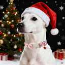 Unique Style Paws Christmas Dog Collar Plastic Buckle with Pendant Red Pink Elk Cotton Puppy Collars for Small Medium Large Dogs