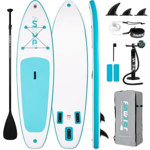 FunWater Inflatable Ultra-Light Stand Up Paddle Board for All Skill Levels with Premium SUP Paddleboard Accessories,Non-Slip Comfort Deck for Youth & Adults (Sky Blue)