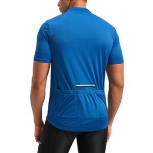 Bikewa Men's Cycling Jersey Moisture Wicking Short Sleeve UPF Half Zip Bike Road Riding Biking Shirts for Men Zipper Pockets (Large, Royal Blue)