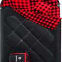 ShinHye Double Sleeping Bag for Adults with 2 Pillows, Camping Sleeping Bags Flannel Cotton 2 Person Sleeping Bags XXL Queen Size Sleeping Bag for Cold Weather (Black1)