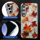 ZHEGAILIAN Case Compatible with Samsung Galaxy S23,Maple Fall Leaves Aesthetic Stained Glass Design Phone Case,Hybrid 2-Layer Hard Shell for Girl Boy Women Men