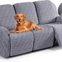 TAOCOCO Recliner Sofa Covers Stretch Reclining Couch Cover, Jacquard Recliner Couch Cover for 3 Seat Furniture Protector Sofa Slipcovers with Elastic Bottom for Kids, Pets (Light Grey)