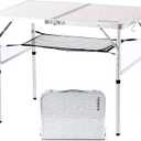 Folding Camping Table, 36''L x24''W Camp Aluminum Table with Adjustable Height Legs, Indoor Outdoor Lightweight Portable Folding Dining Table for Camp Picnic Beach BBQ Cooking 3Ft2 Heights 15"/28"