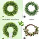 24 Inch Large Boxwood Wreath Spring Summer with Sash Artificial Green Wreaths for Front Door Farmhouse Wedding Window Hanging Wall All Year Round Indoor & Outdoor St Patrick's Day Decor