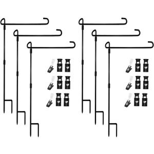 Garden Flag Pole Stand Holder, 6 Pack Garden Flags for Outside with Flag Stopper and Clip Waterproof Powder-Coated Paint for Flag Pole Holder for Outside House,Yard Flags for Outside
