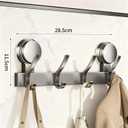 4 Dual Suction Cup Hooks Bar, Bathroom, Kitchen, Home, Glass, Mirror, Tile. Reusable, ABS+Aluminium, Waterproof, Rustproof, No Drill. Hang Towel, Robe, Loofah, Sponge, Coat (Gray, 4 Hooks)