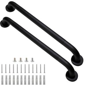 Shower Grab Bar, 2 Pack 24 Inch Black Bathroom Grab Bar, 1.25" Diameter 304 Stainless Steel Anti-Slip Grab Bars for Bathtubs and Showers, Handicap Shower Grab Bar for Seniors Elderly