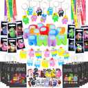 JUNIQUTE 72 PCS Video Game Party Favors Keychain Ring Brooch Stickers Pass Ticket Lanyard Party Gift Bags for Cartoon Fans Birthday Party Supplies Decorations
