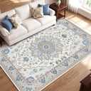 Washable Area Rug 8x10, Vintage Floral Carpet