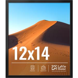 LaVie Home 12x14 Picture Frame for Wall Display, 12x14 Black Picture Frame with HD Plexiglas, 12 x 14 Poster Frame 1 Pack, Display Frame for Vertical or Horizontal, Classic Collection