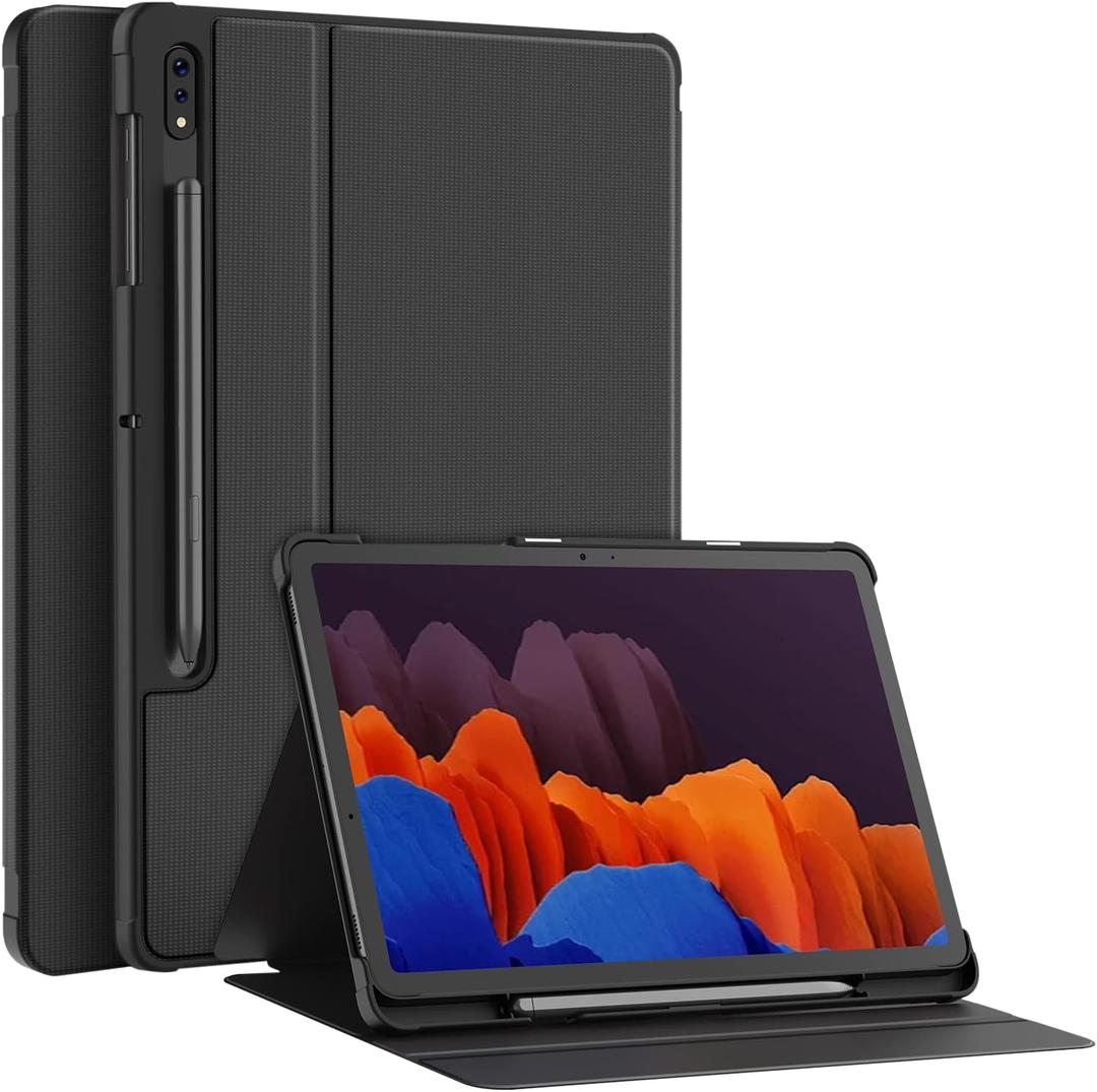 Soke Galaxy Tab S8+/S7 FE/S7 Plus Case with S Pen Holder [SM-X800/X806/T730/T736B/T970/T975] - Shockproof Stand Folio Case for Samsung Tab S8+ 2022/S7 FE 2021/S7 Plus 2020 12.4" Tablet,Dark Grey
