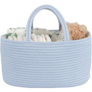 JUNBOLE Diaper Caddy Organizer Cotton Rope Baby Basket Nursery Storage and Portable Tote Bag for Car Ideal Baby Shower Gifts and Registry Must-Have for Newborn Essentials Blue