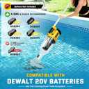 Pool Vacuum for Above Ground Pool Compatible with Dewalt 20V Battery, Cordless Pool Cleaner with 86' Extension Pole, 18.5 GPM Beast-Level Suction Efficient Leaf and Debris Removal (Tool Only)