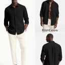 PJ PAUL JONES Men's Casual Button Down Shirts Long Sleeve Linen Beach Wedding Shirt Summer Vacation Shirt for Men, M