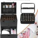 Professional Nail Polish Organizer & Storage Case, Double Layer Travel Nail Supplies Container Holds 96 Bottles & Full Size Nail Lamp, Multi-functional Aluminum Box for Nail Tech, Tattoo & Makeup
